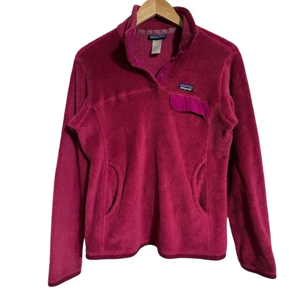 Patagonia Rubellite Star Pink Re-Tool Snap-T Pullover Fleece Sweater Top - Picture 4 of 12